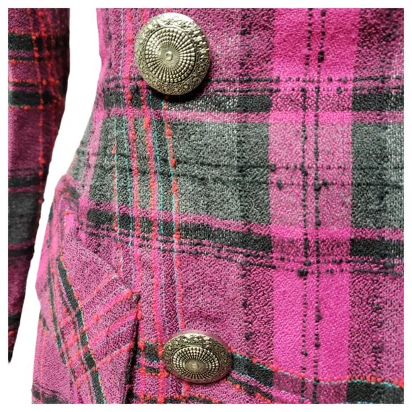 80s Irresistible by Sue Eng pink and gray plaid blazer dress . size 9 / 10 - Picture 4 of 6